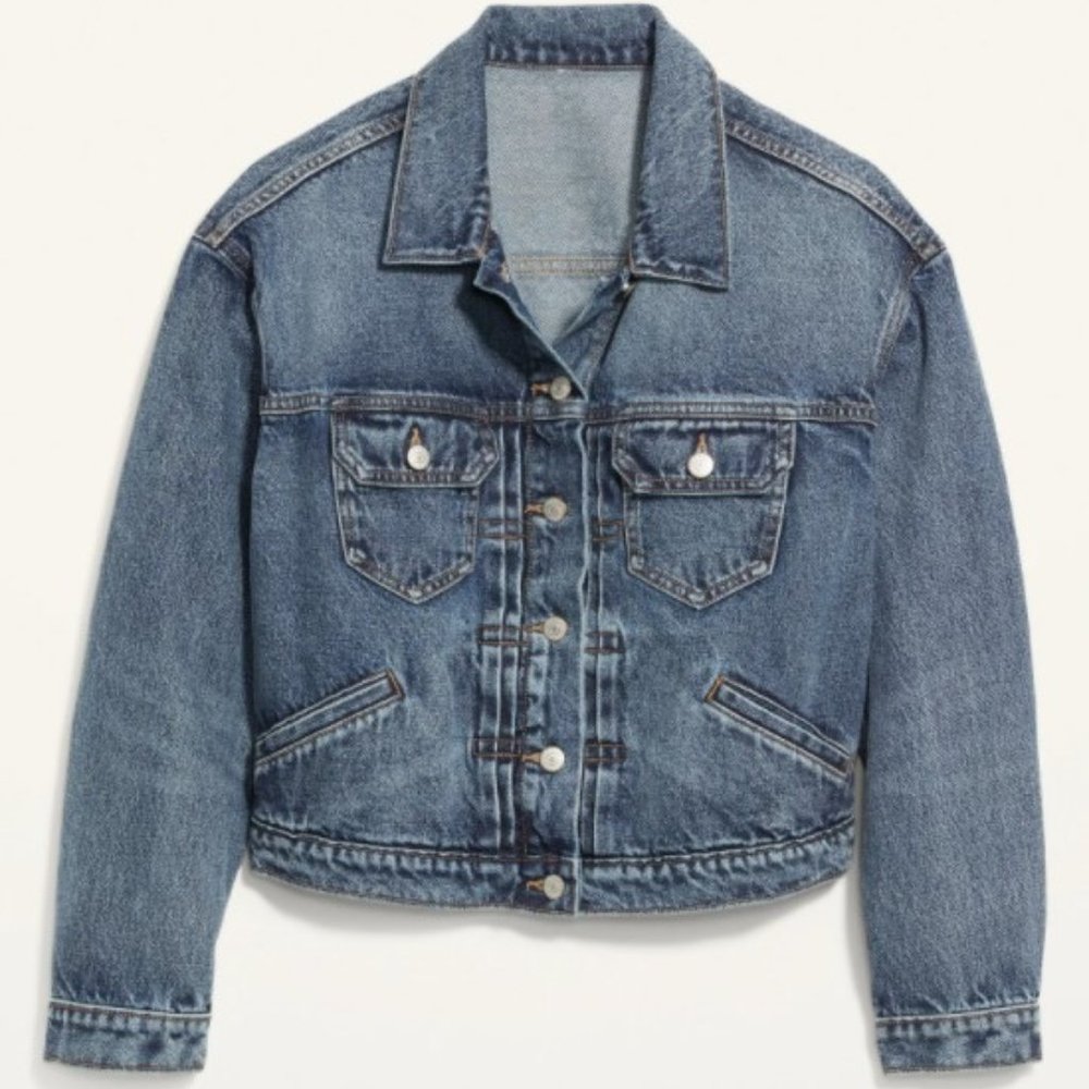 NWT!  Old Navy Canada Cropped Medium-Wash Jean Jacket - Size XL